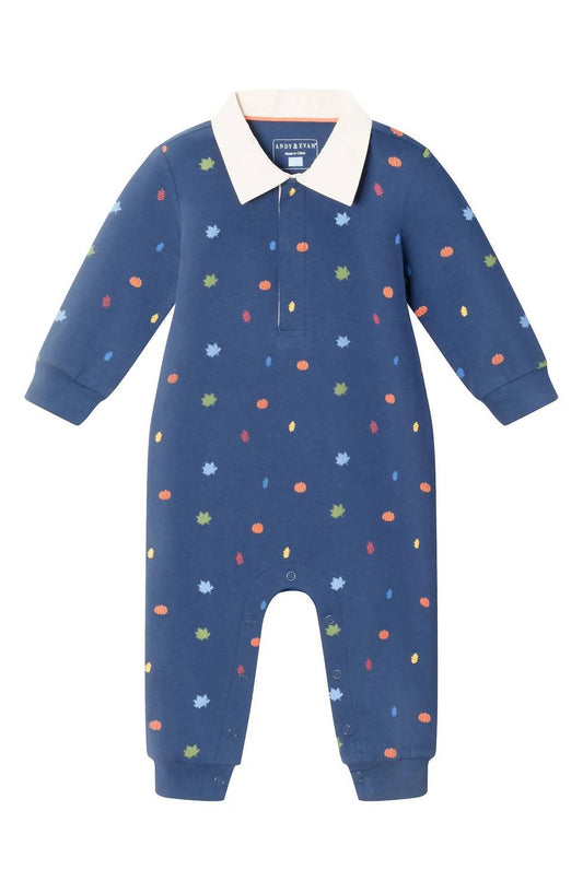 Boy's Fall Themed Rugby Romper