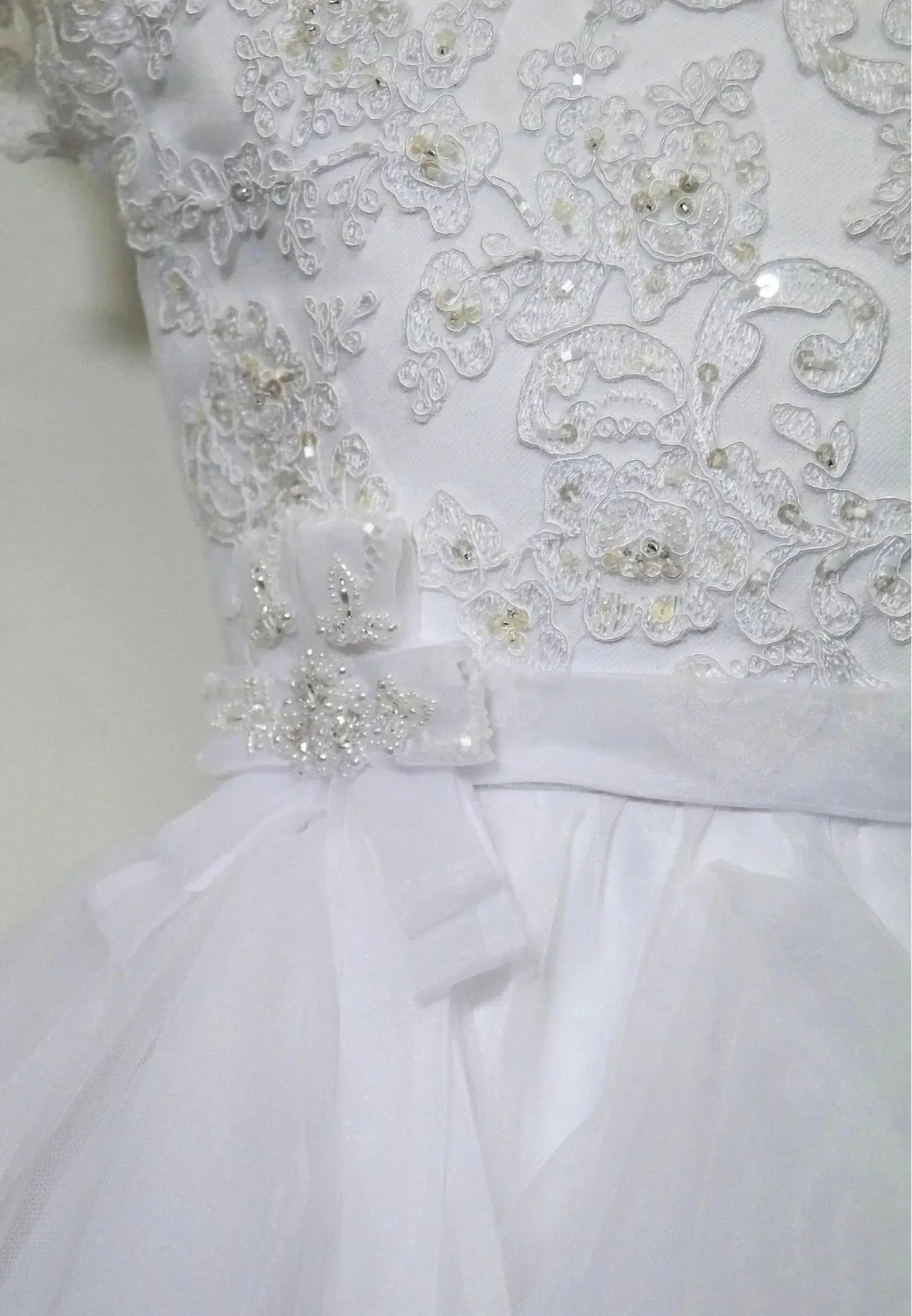 Beaded White Lace Bodice