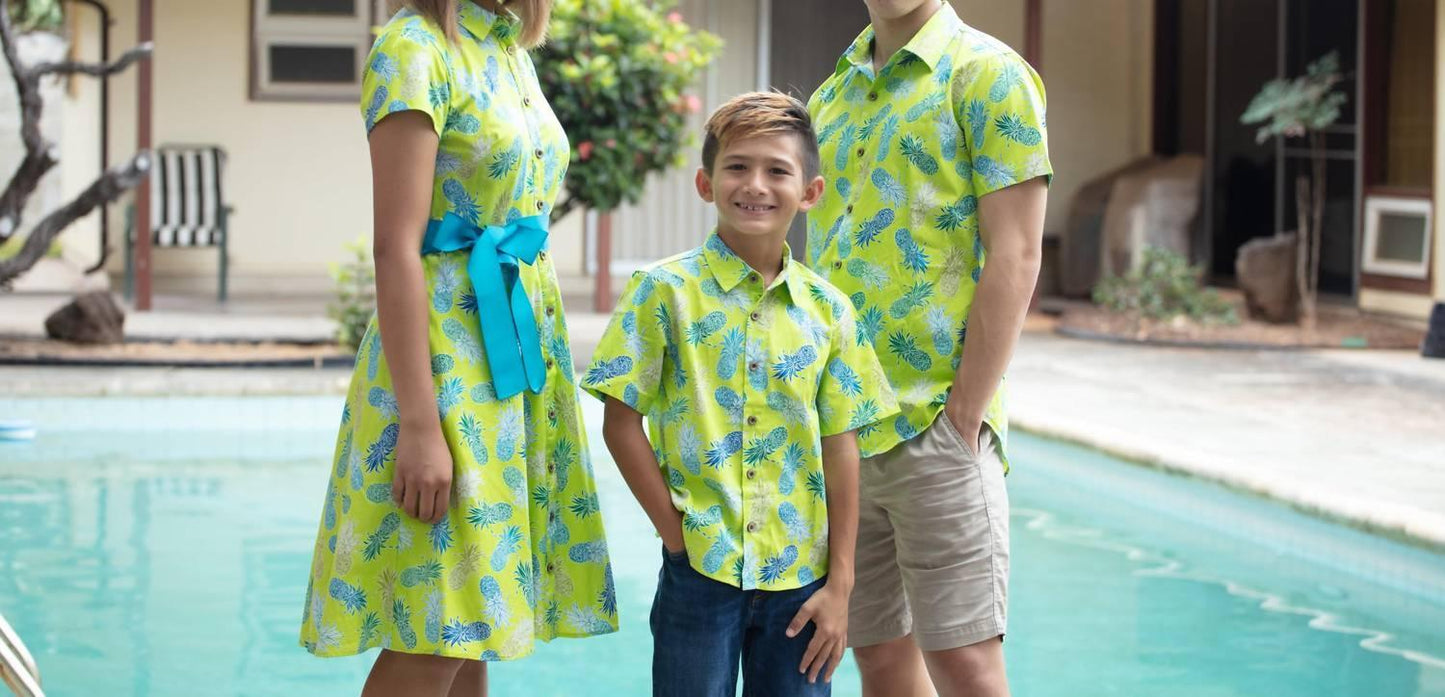 Herren kurzärmeliges Aloha-Shirt "Kalani" mit Ananas-Print