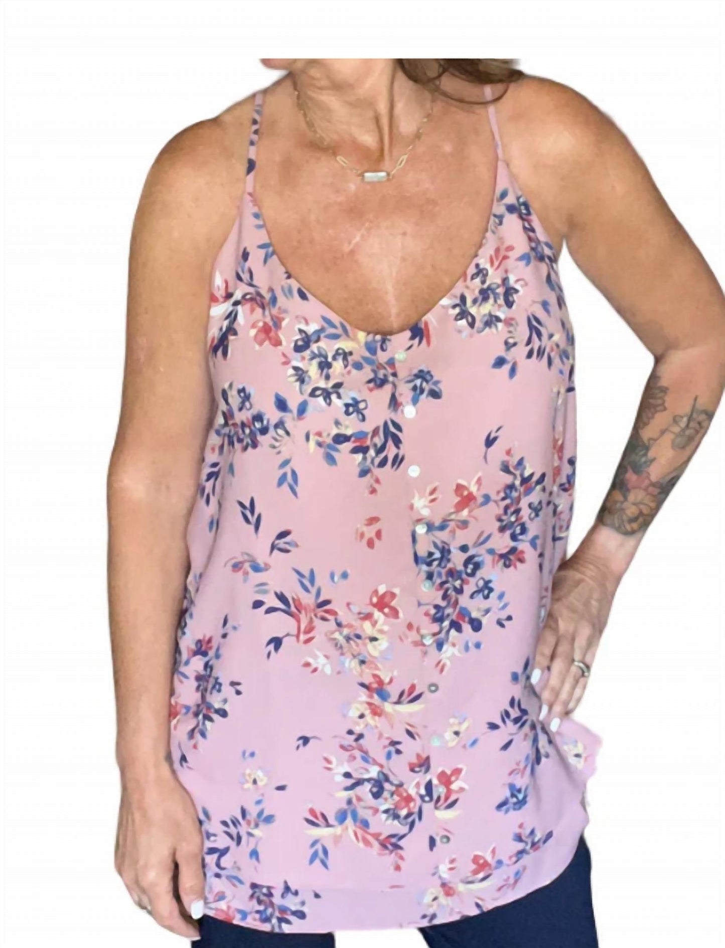 Ärmellose Bluse mit Knopfdetails