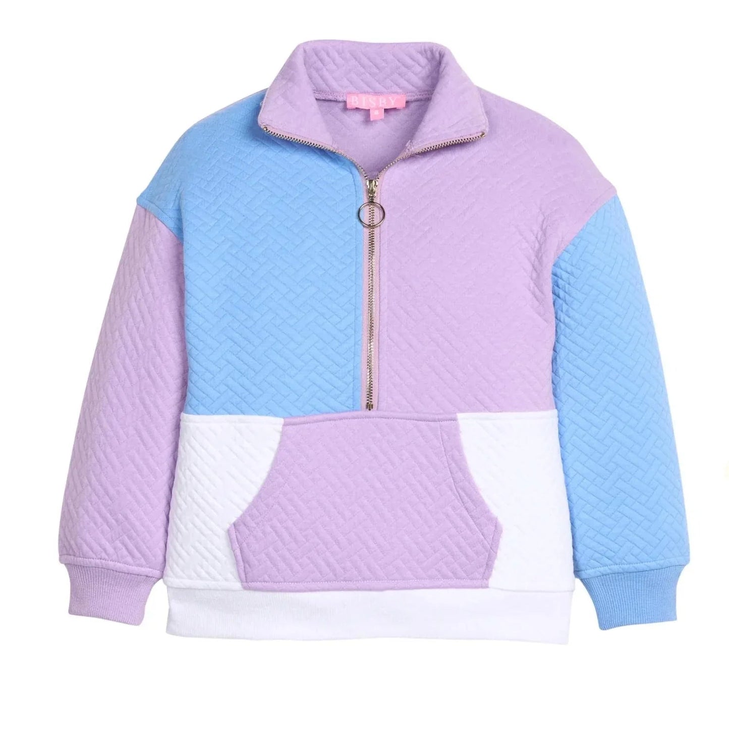 Gesteppter Colorblock-Pullover für Kinder mit Gittermuster