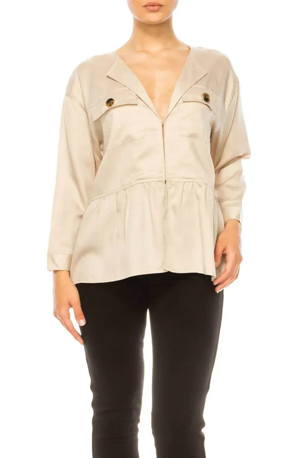 Long Sleeve Peplum Jacket Top