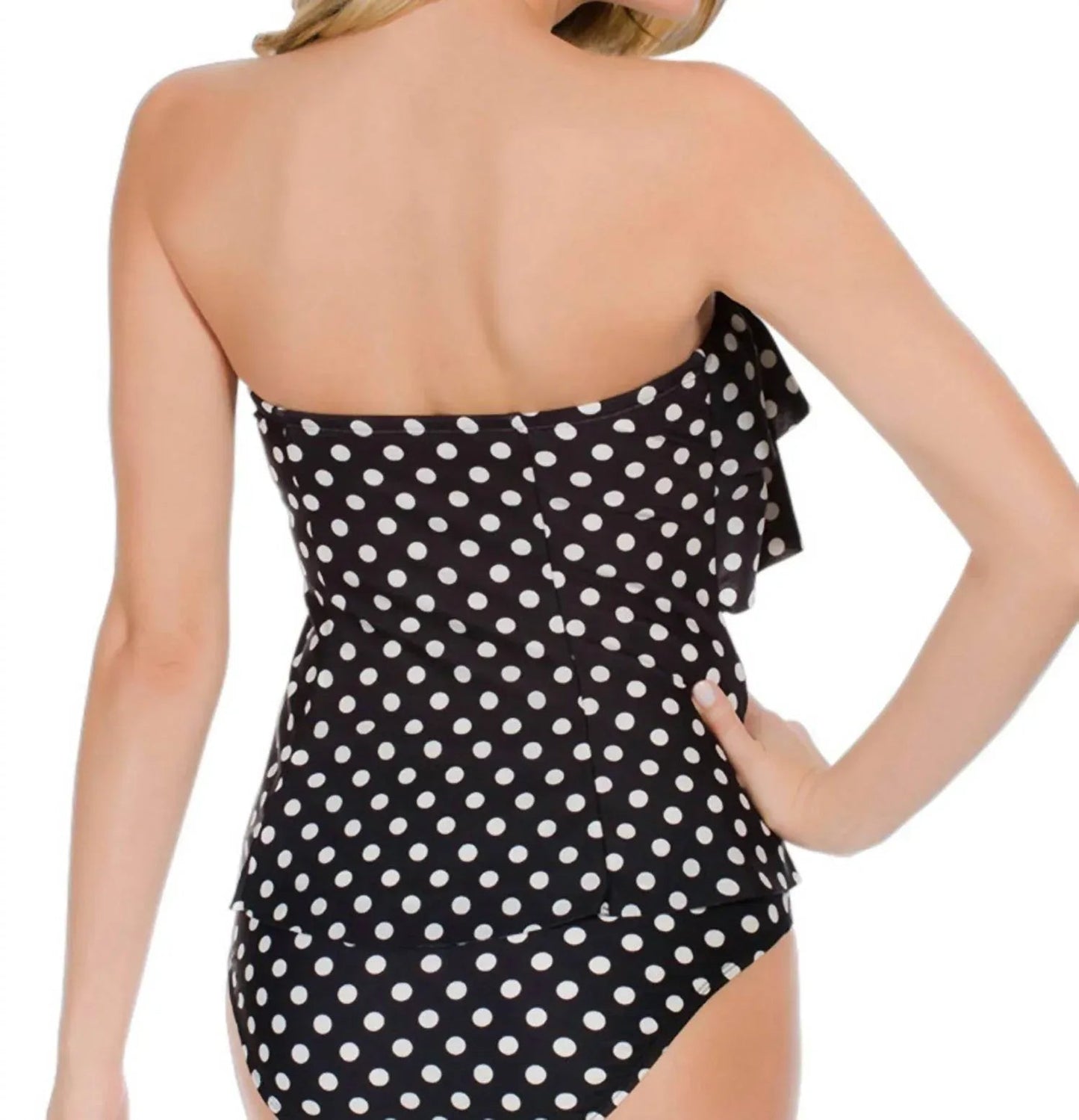 Lagenförmiges Rüschen-Bandeau-Tankini-Oberteil