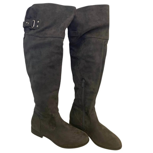 Women's Faux Suede Knee High Low Heel Fashion Boots