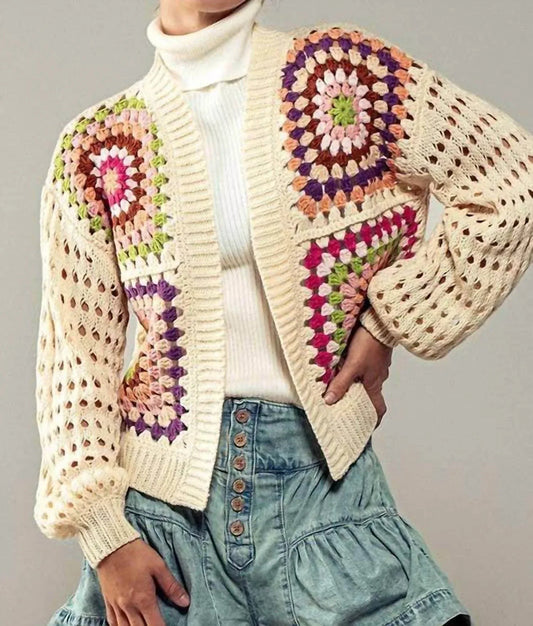 Burst Of Color Patchwork Cardigan
