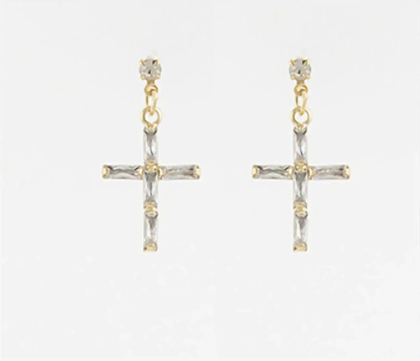 Women's Pave Cross Earrings