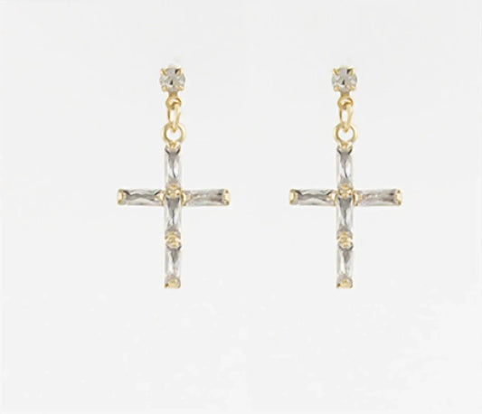 Women's Pave Cross Earrings
