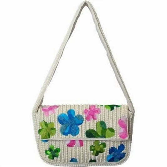 Bunte, perlenbestickte Umhängetasche für Damen mit Blumenmuster