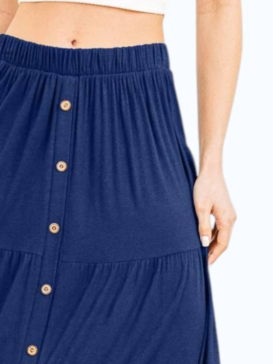 Button Up Long Tiered Skirt