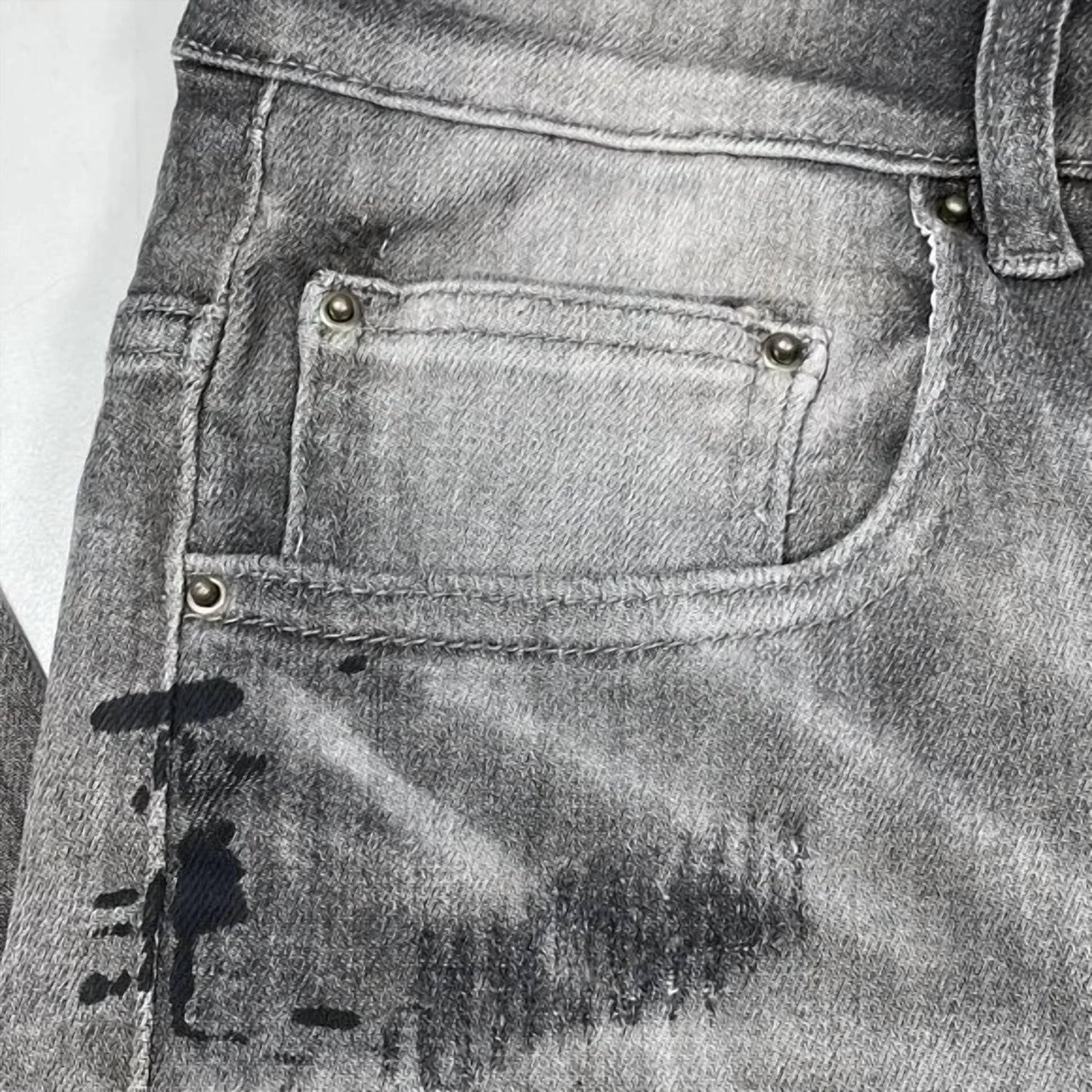 Men’s Paint Splash Two-hole Denim Skinny Jeans