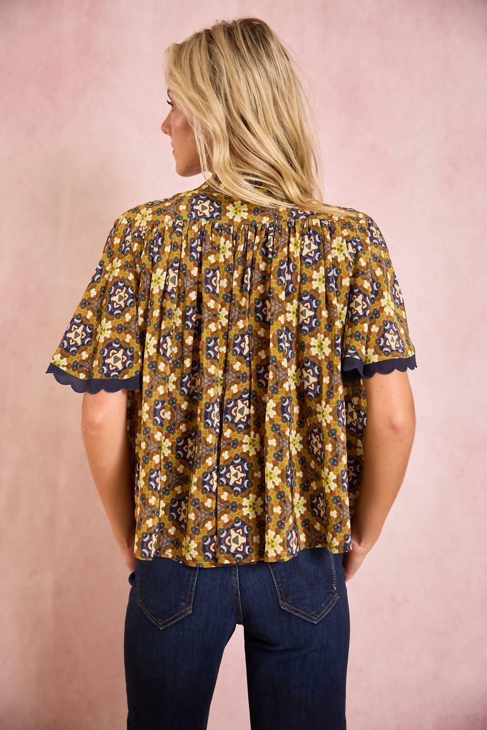 Parham Button Front Gathered Blouse