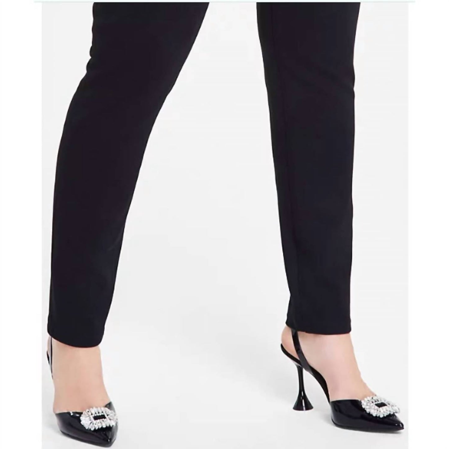 Women's Skinny Leg Front Zip Mid Rise Ponte Pants - Plus