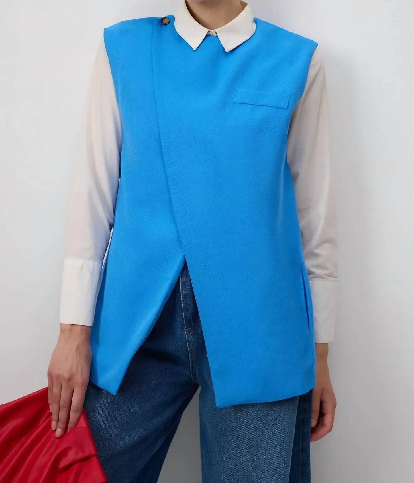 Linen Blend Double-Breasted Tailored Vest