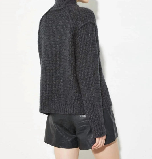 Rollkragen-Lurex-Pullover-Top