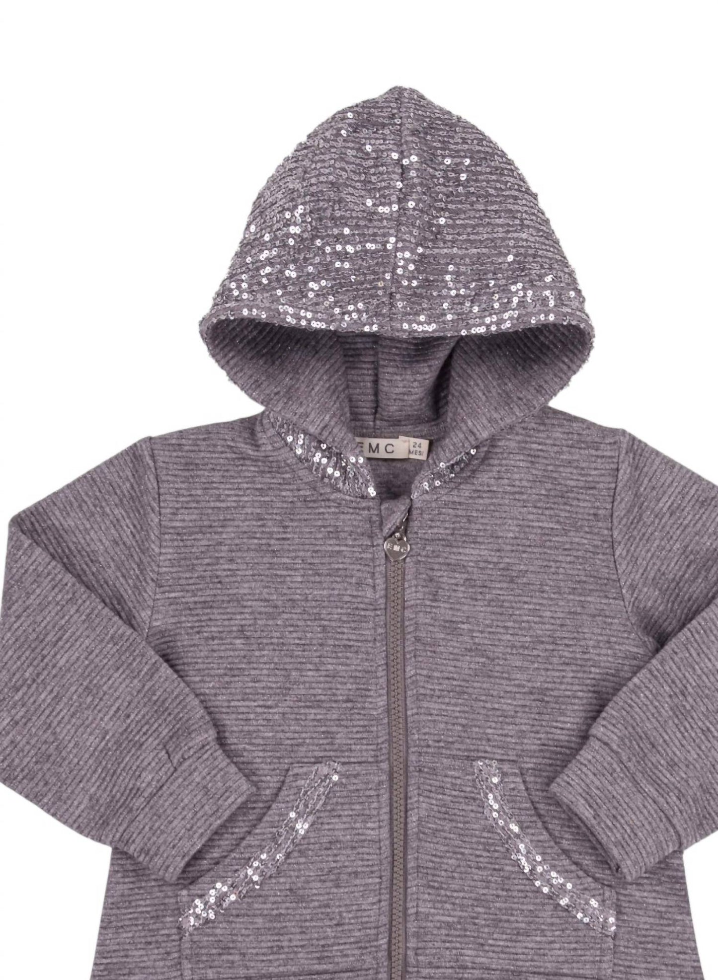 Gerippter Kapuzenpullover mit Pailletten für Mädchen
