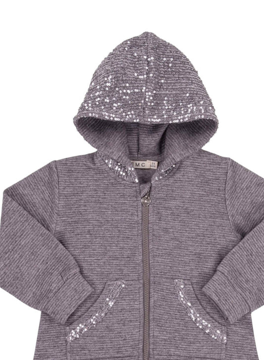 Gerippter Kapuzenpullover mit Pailletten für Mädchen