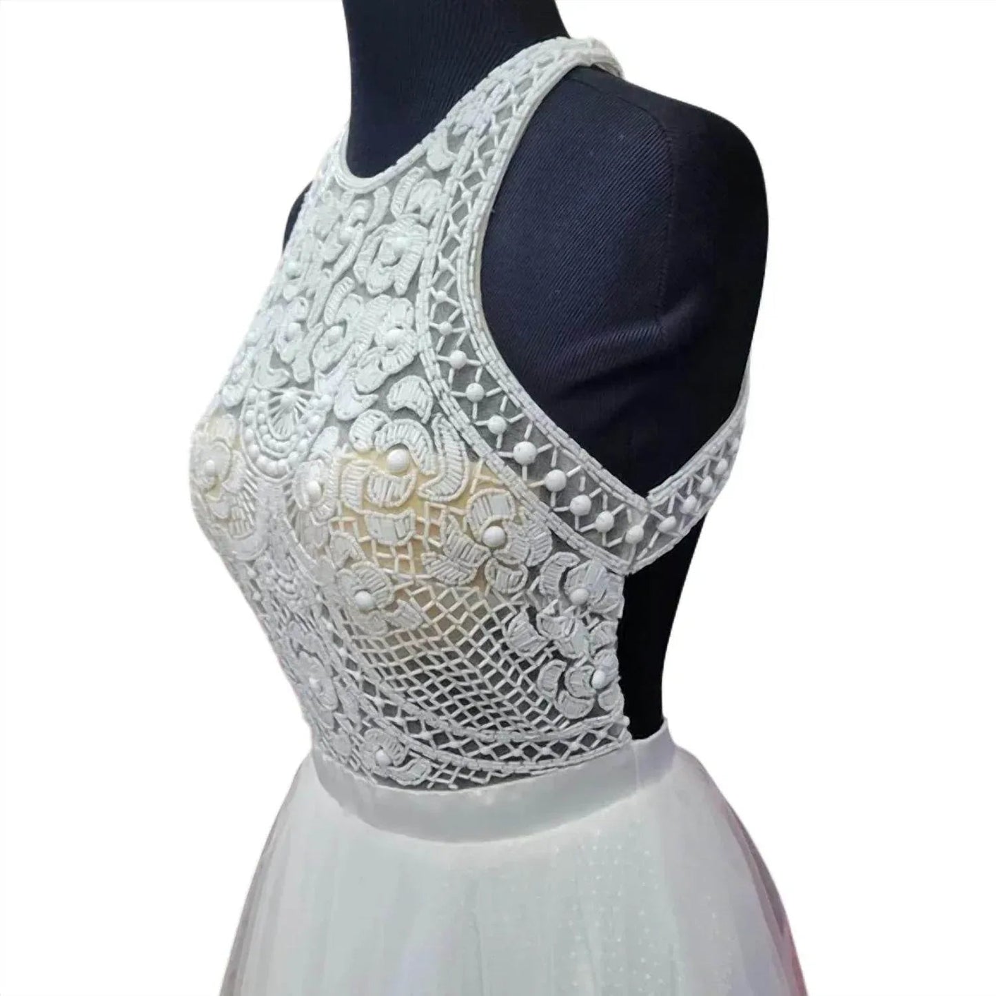 Beaded Illusion Formal Ball Gown
