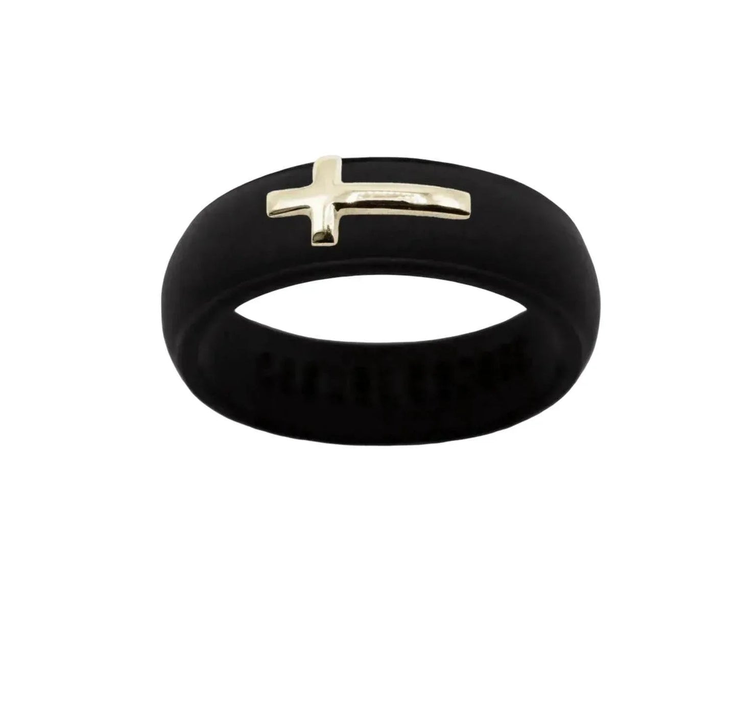 Silikonbandring mit 14 Karat Gold seitlichem Kreuz