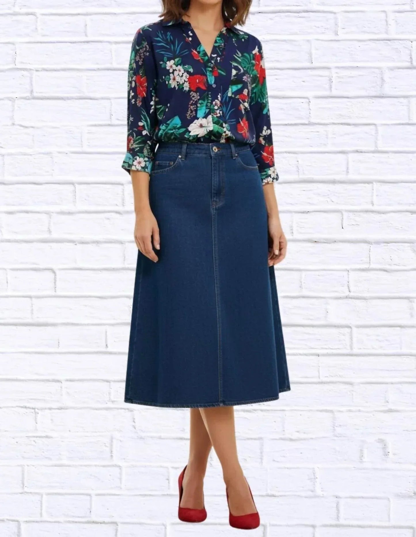 Tropical Floral Viscose Button-up Shirt