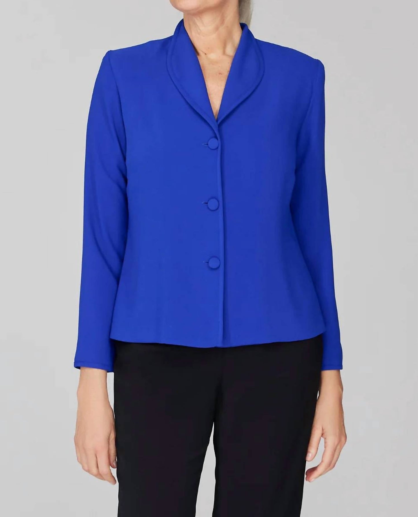 Glänzende Crêpe-Jacke mit Stehkragen