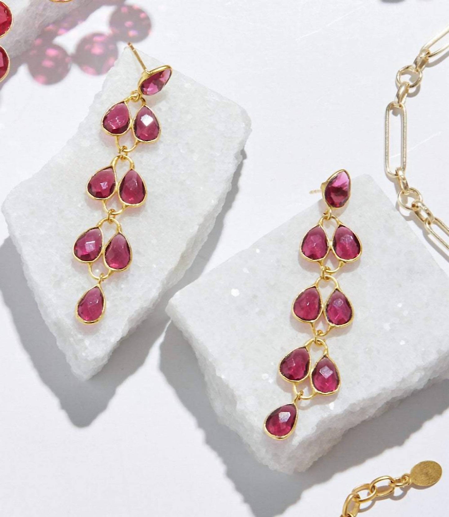 Women's Feather Drop Gemstone Earrings