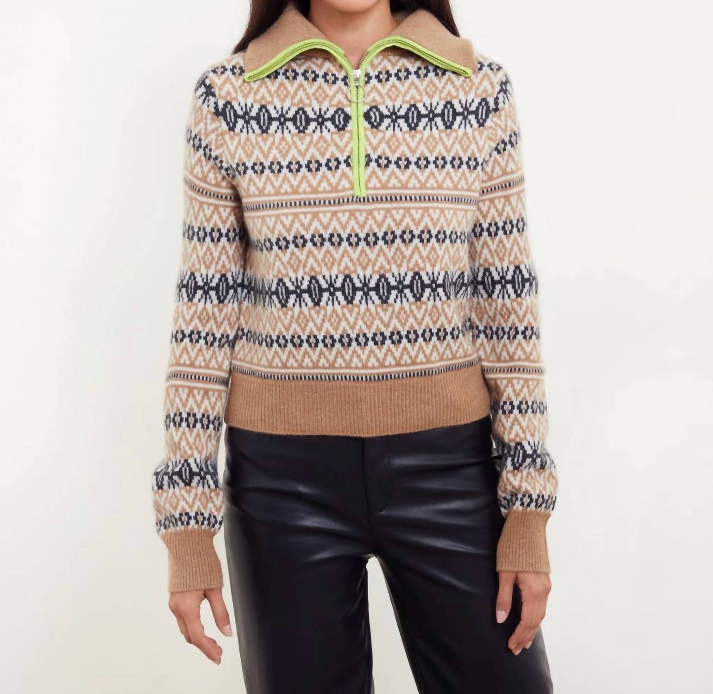 Asher Fairisle Pullover mit Reißverschluss