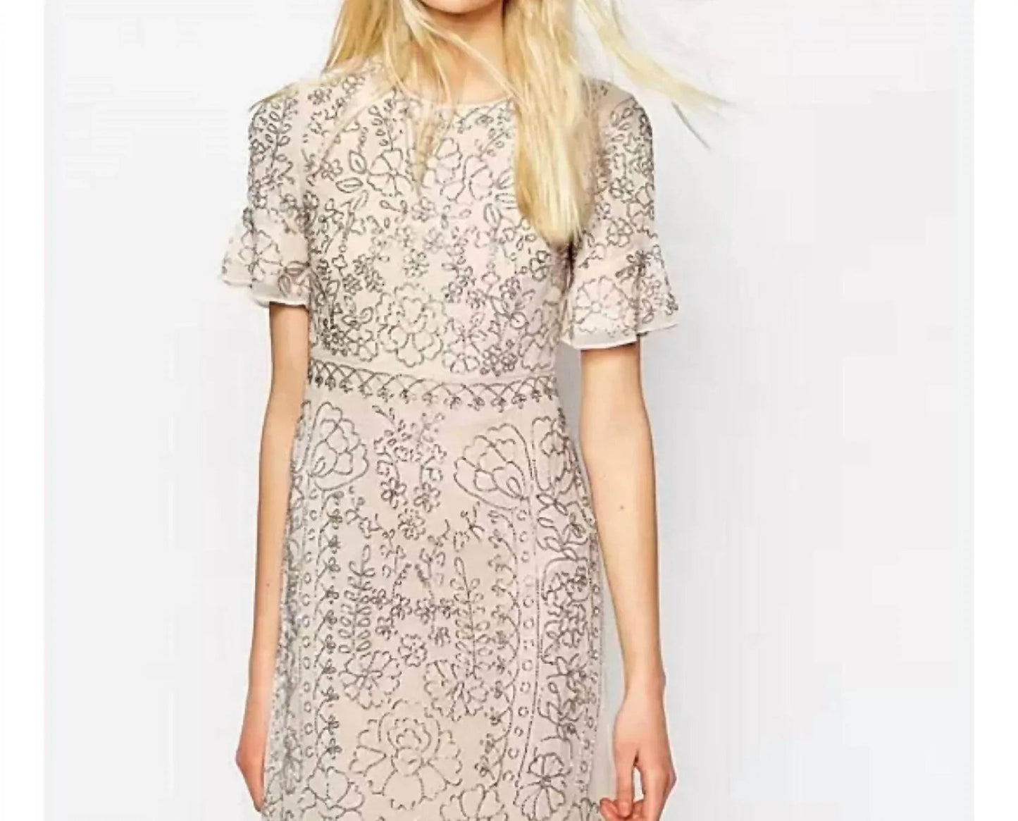 Linear Motif Embellished Shift Dress