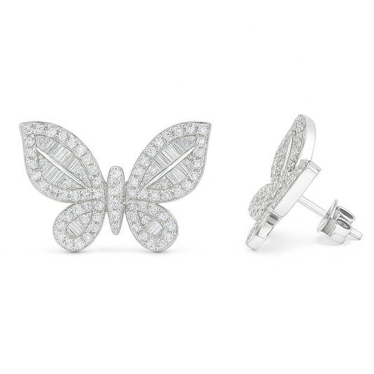 Women's Cubic Zirconia Butterfly Stud Earrings