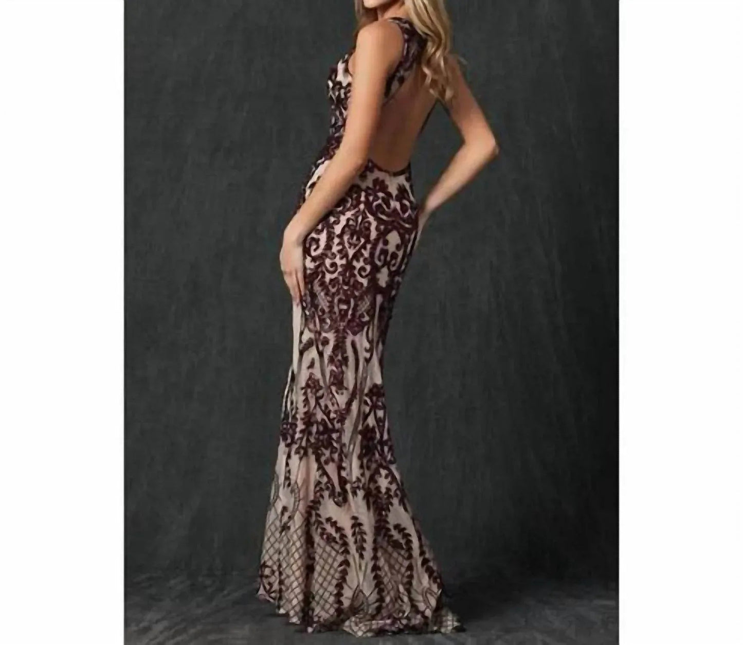 Sequined Deep V-neck Mermaid Dress