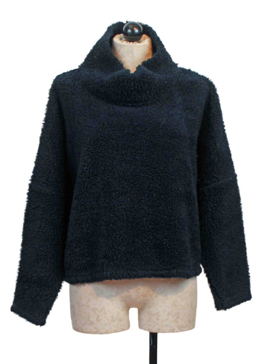 Women's Cropped Cowl Sherpa Pullover Top