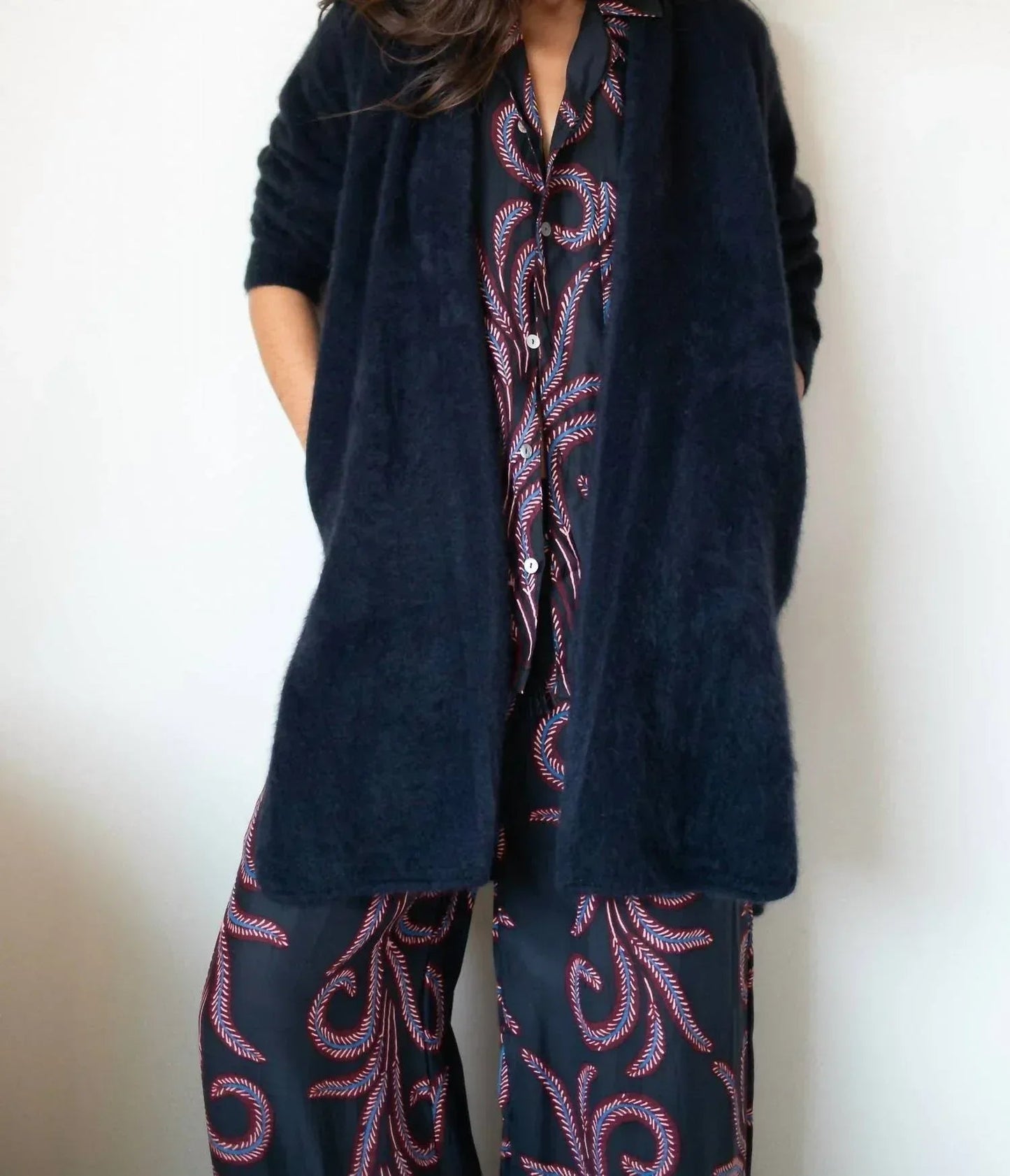 Langer Waschbären-Cardigan