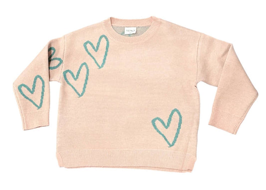 Girl's Boxy Hearts Sweater