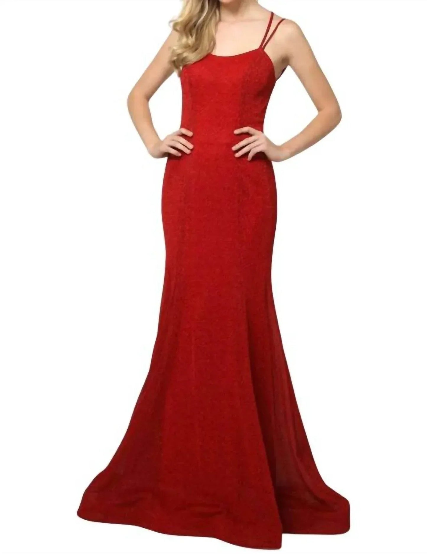Sleeveless Metallic Glitter Gown