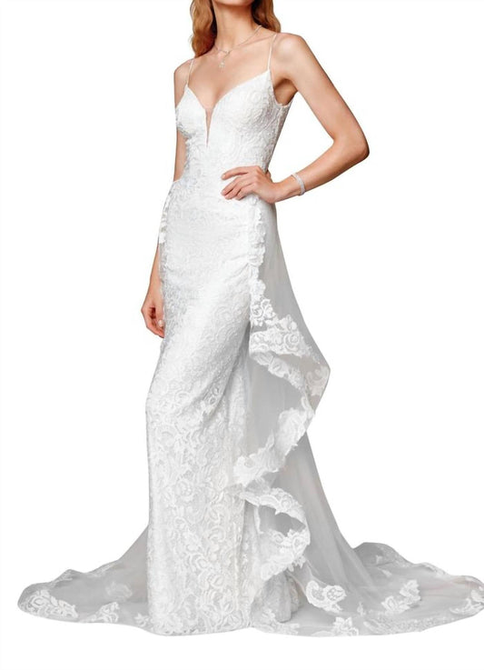 Beaded Lace Deep V-neck Maxi Sheath Dress