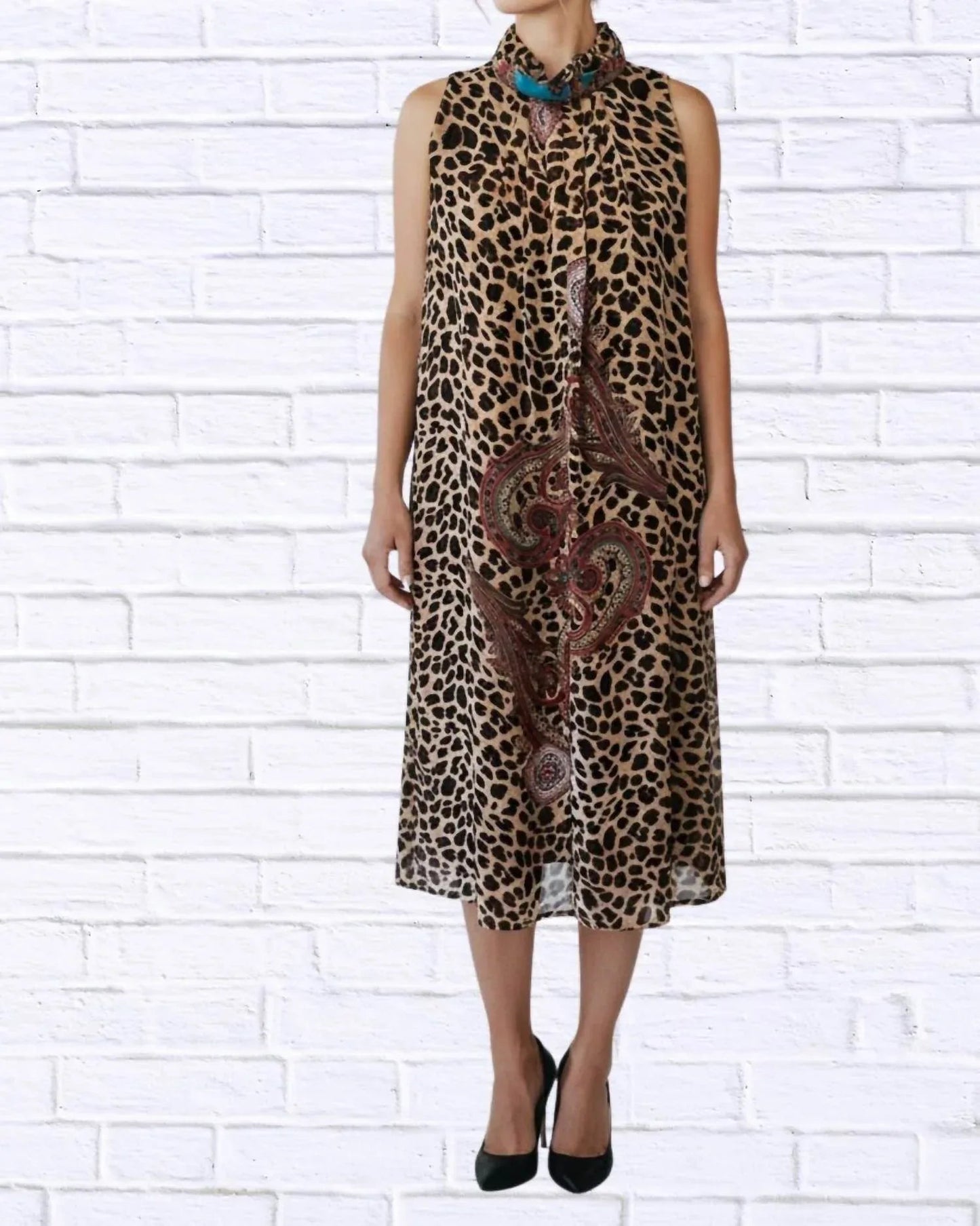 Bedrucktes ärmelloses Maxikleid