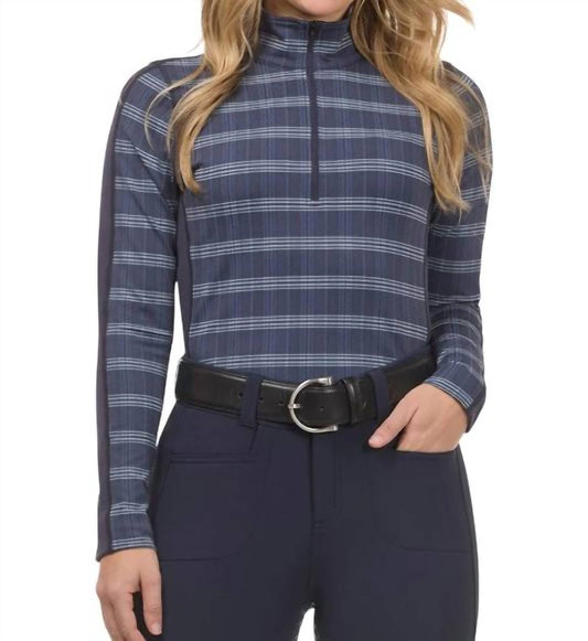 Stretch Quarter-Zip Midlayer-Oberteil mit Karomuster