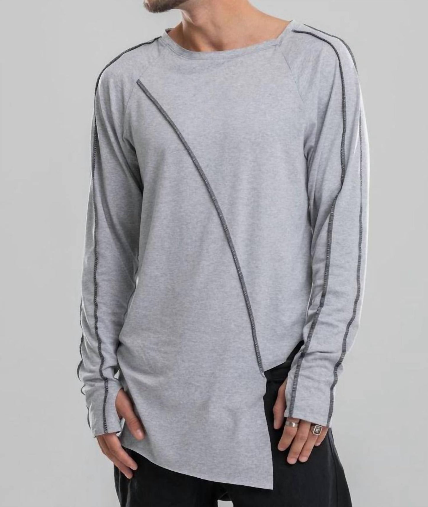Long Sleeve Melange Asymmetric Jumper