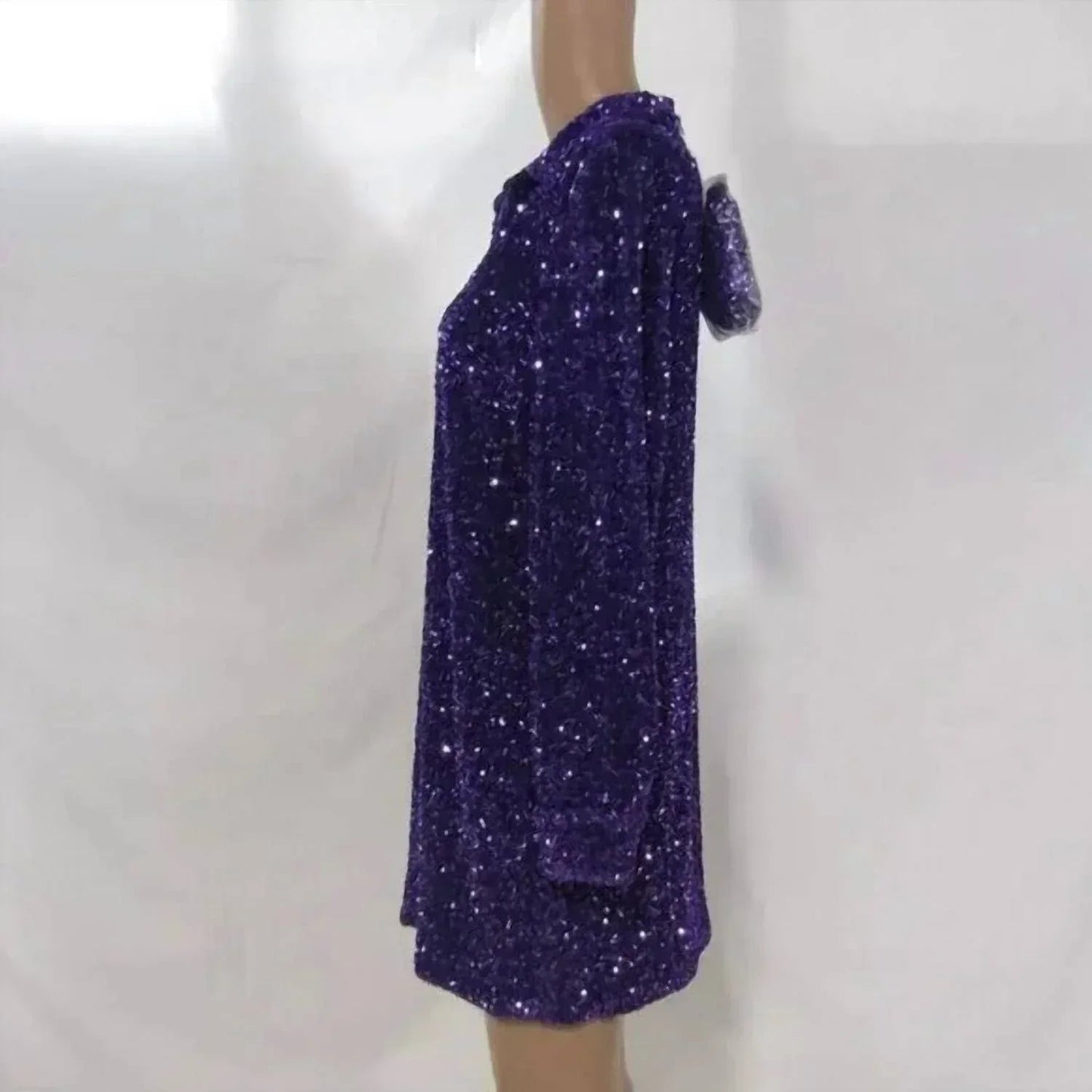 Damen Pailletten-Minikleid mit Gürtel