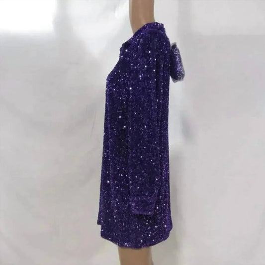 Women's Sequin Mini Belted Dress
