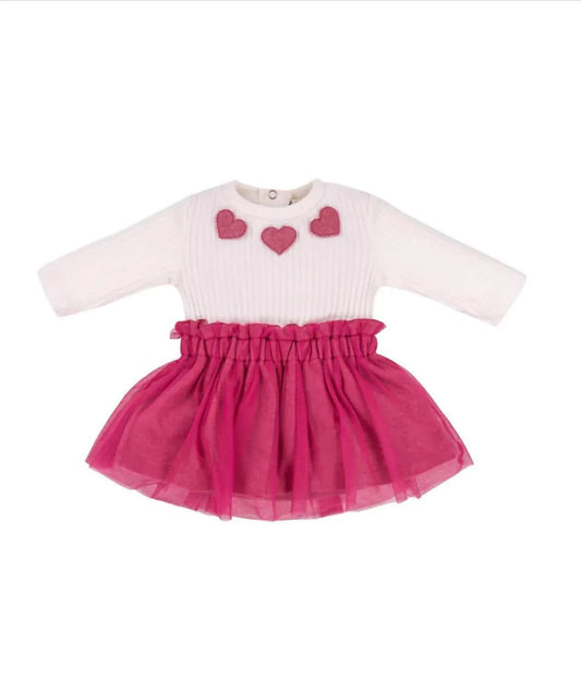 Kinder Herz Applikation Fleece & Tüll Kleid