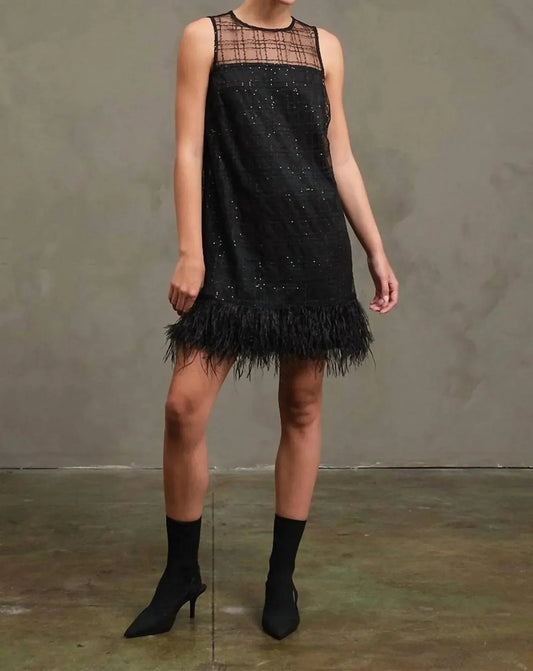 Women's Feather Trim Dress