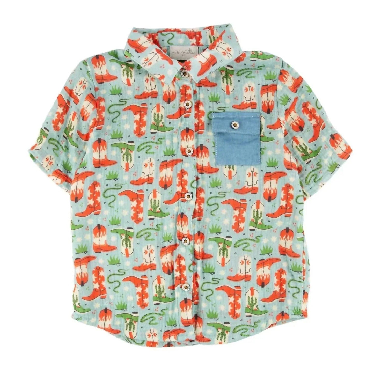 Kids Jerry Printed Button Up Shirt