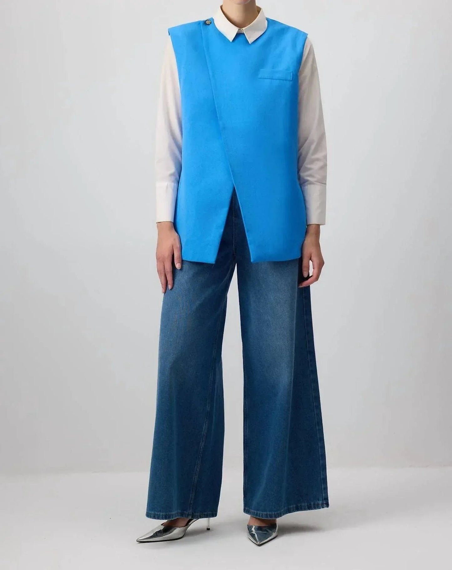 Linen Blend Double-Breasted Tailored Vest