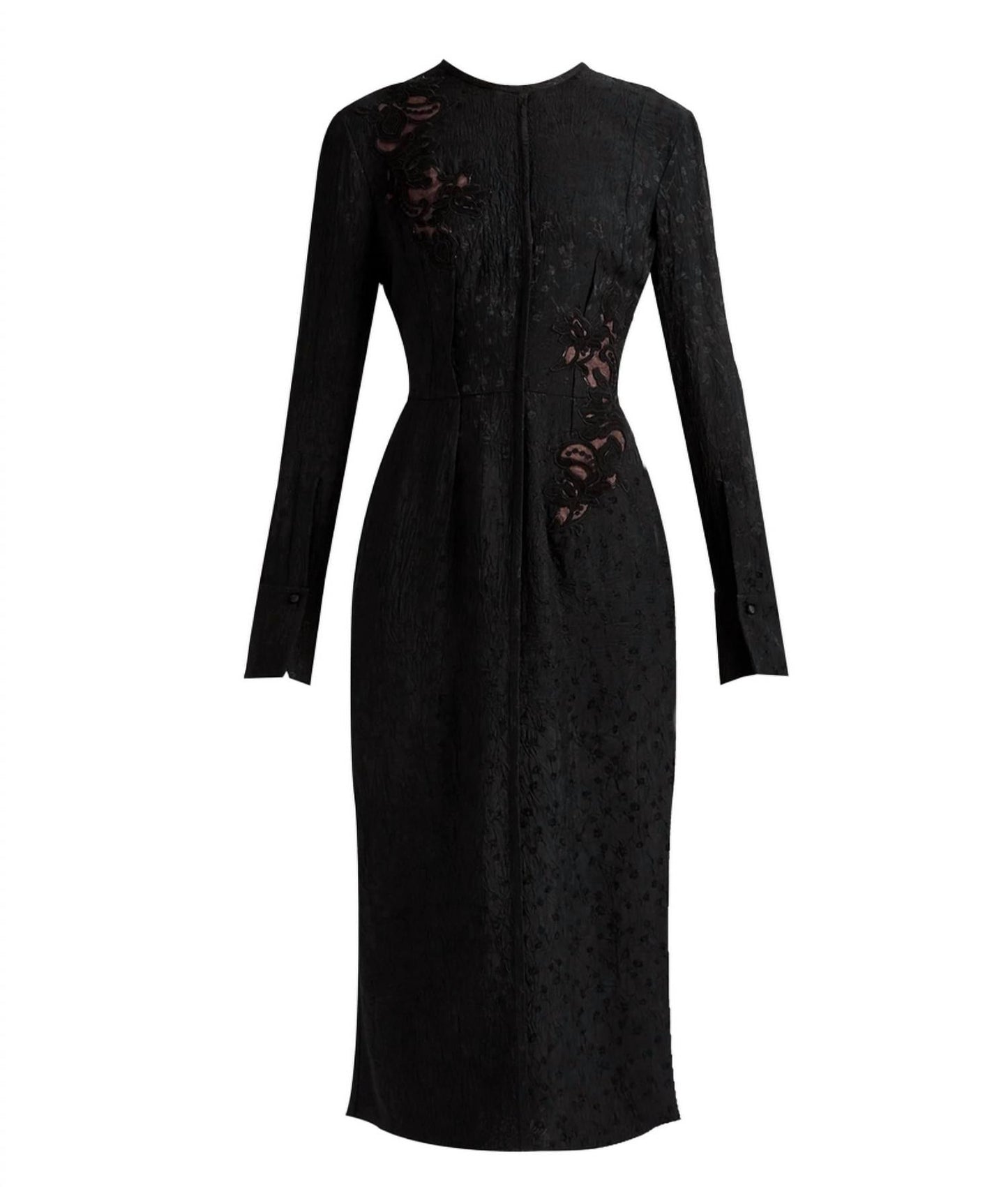 Langärmeliges Midikleid aus gecrushtem Stoff mit Blumenmuster