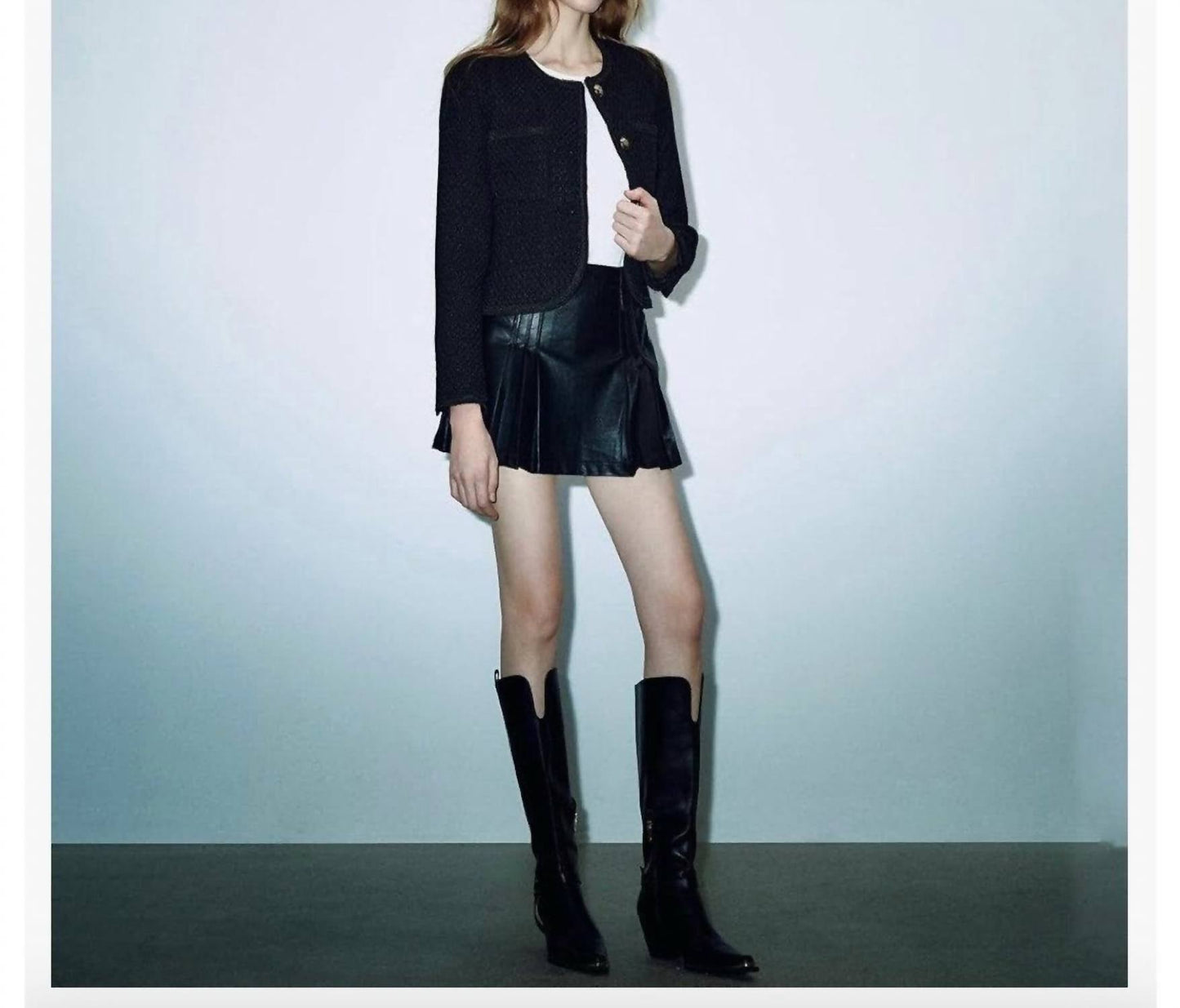 Lässige Business-Tweed-Blazer in Cropped-Länge