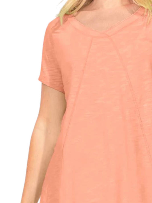 Cotton Slub Vneck Tunic Top