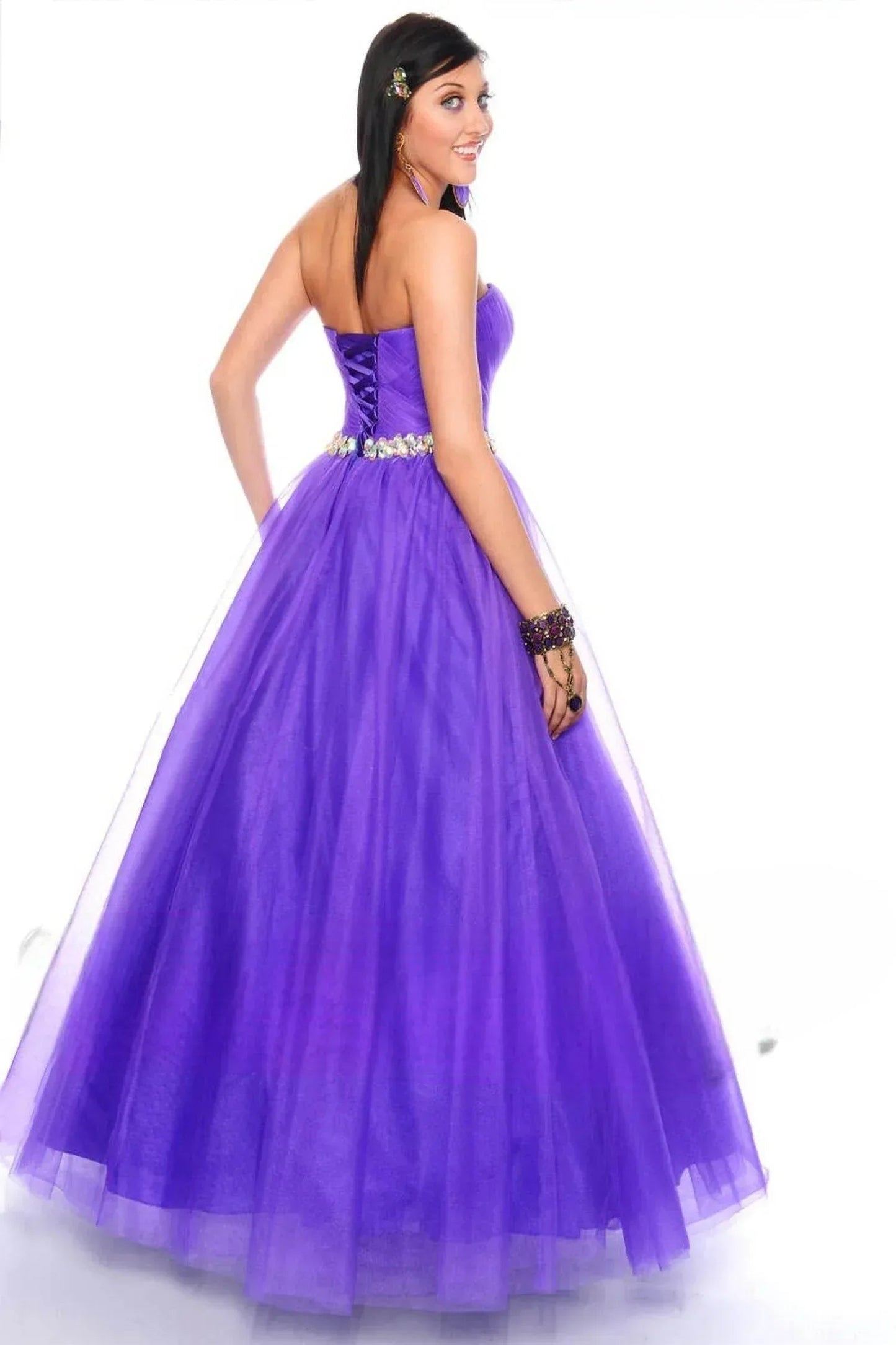 Shimmery Waistline Beadwork Strapless Ballgown