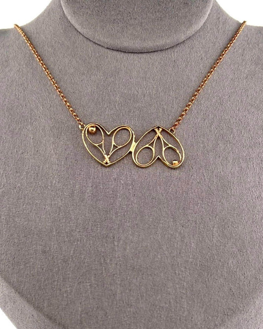 Women's Double Heart Rackets Tennis Necklace