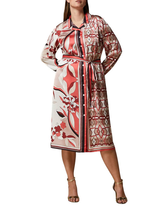 Divinita Printed Satin Midi Dress