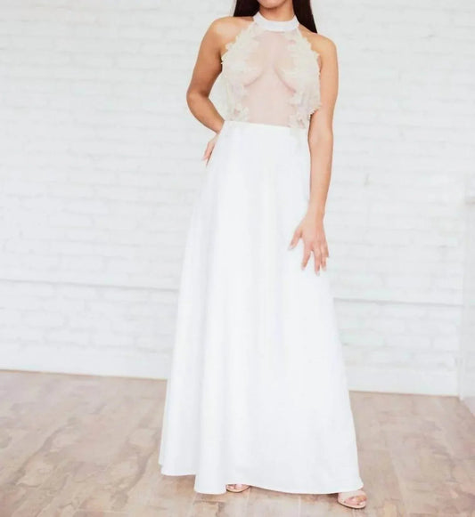 Neckholder-Hochzeitskleid aus transparentem Stoff